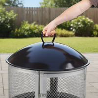 Brasero d'extérieur de 28 pouces à bois avec roues, chauffage de patio portable sur roulettes avec écran anti-étincelles pour jardin