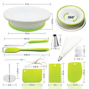46pcs good quality Cake Decorating Set Baking Supplies Rotating Cake Stand Turntable Tools Kit Plastic Cake Stand Icing Tips