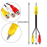 Câble adaptateur AV Audio vidéo stéréo mâle vers 3 RCA femelle 3.5mm pour lecture vidéo et Audio haute Performance pour TV TCL