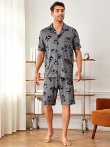 Set <span class=keywords><strong>Pigiama</strong></span> Estivo per Adulti 2 Pezzi Casual Morbido Stile Americano con Stampa <span class=keywords><strong>Panda</strong></span> Manica Corta - Product Image 5