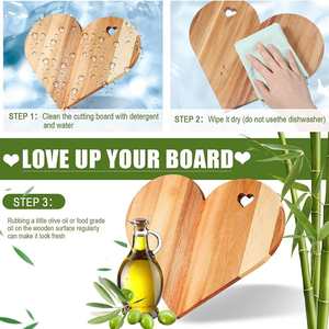 Planche à découper en bois d'acacia en forme de cœur - Plateau de service décoratif pour fromage et planche à pain ornementale pour cadeau de mariage - Product Image 3