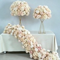 Décoration de mariage, chemin de table, fleurs artificielles de luxe en soie, rangée de fleurs mélangées or et noir, décoration florale de mariage