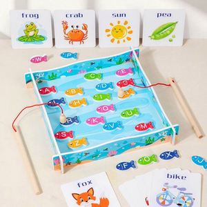 Jeu de cartes éducatives d'apprentissage des mots, jeu de pêche magnétique en bois pour les tout-petits - Product Image 6