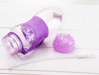 600ml Sans Bpa Bouteilles D'eau avec de la paille en plastique transparent bouteille d'eau potable