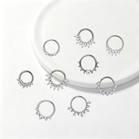 Anneau segmenté articulé en titane ASTM F136 avec zircone cubique, piercing clicker papillon pour septum, hélix, daith, bijoux de piercing