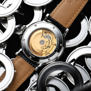 Orologio Meccanico Automatico di Lusso Akires per Uomo, in Acciaio Inossidabile, Resistente all'Acqua, con Cinturino in Pelle, Sportivo ed Elegante, Movimento ETA 2824, Quadrante in Zaffiro - Product Image 3