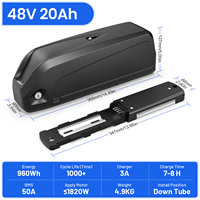 Batterie de vélo électrique au lithium 48V 20Ah pour tube diagonal, avec BMS 50A et connecteur XT60, pour moteur de vélo électrique 250W 500W 1000W, stock US, livraison gratuite