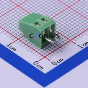 KF128-2.54-2P Screw Terminal Block Through hole Component (THT),P=2.54mm Connector 1x2P 2.54mm Green Through Hole - Product Image 2