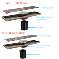 Accessoires de salle de bain HIDEEP, drain de douche linéaire long en laiton antique, 300*82 mm