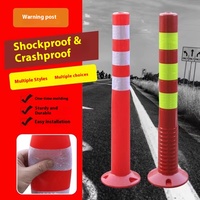 Poteau de signalisation routière anti-collision en TPU élastique, réflecteur de 3m, avec piquet de sol de 75cm, rouge