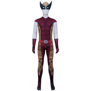Costume de cosplay Wolverine, ensemble complet avec masque et gants, rouge brun, costume de scène pour adultes, Halloween, Europe, Amérique, Asie du Sud-Est - Product Image 3