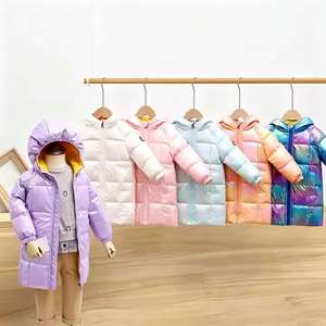 Manteau matelassé holographique brillant pour enfants, veste d'hiver mi-longue à capuche pour tout-petits garçons et filles, vêtement d'extérieur chaud et coupe-vent - Product Image 1