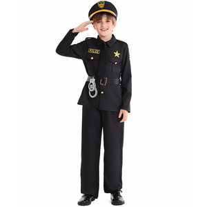 Costume d'agent de police pour Halloween, costume <span class=keywords><strong>noir</strong></span>, costumes de carrière pour garçons, jeux de rôle pour les fêtes et les festivals pour enfants - Product Image 5
