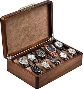 Özel high-end vintage kazınmış pu deri ahşap saat saklama kutusu adam 24 yuvaları izle organizatör durumda üreticisi - Product Image 1