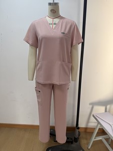 Ensembles d'uniformes médicaux pour femmes et hommes, polyester/rayonne/spandex, haut à col en V, pantalon droit, usage hospitalier, en stock - Product Image 5