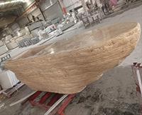 Comptoir de bar en travertin beige sur mesure pour les projets d'intérieur de luxe Fabricant