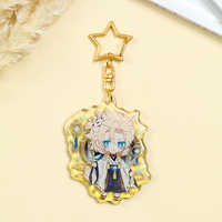 Porte-clés en plastique transparent avec impression double face, motif animal de dessin animé, avec accessoires