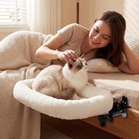 Lit de bureau pour chat en bois souple avec motif imprimé, hauteur réglable, hamac pour usage intérieur