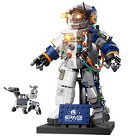 Jouet de construction 2-en-1 Pilote Spatial Astronaute avec lumière LED, modèle à assembler soi-même, cadeau de collection pour enfants - En stock