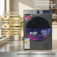 New 12kg 15kg Fully Automatic Front Load Washer Dryer Combo Inverter Motor Electric Energy-Saving LED Touch Control Home Hotel