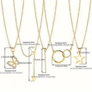 قلادة دائرة نجمة سماوية-قلادة سلسلة متدلية بوهيمية ذهبية Y2K مجوهرات قلادة من اللؤلؤ - Product Image 5