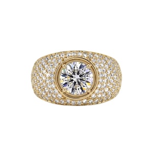 Round Pave Dome Diamond <b>Ring</b> - 9k, 14k 18k Gold - Product Image 5