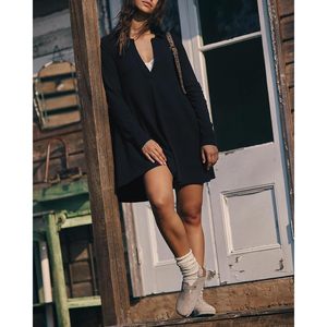 FOXA Mini <b>Dress</b> Women 2025 Spring <b>Summer</b> Long <b>Sleeve</b> Loose Fit Solid Color V Neck Knitted Casual <b>Dress</b> <b>With</b> Pockets - Product Image 4