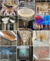 Escalier tournant à plusieurs étages, long lustre LED en cristal, CRI 90, angle de faisceau 360°, garantie 3 ans, dimmable, pour hall d'hôtel