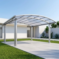 Abri de voiture en alliage d'aluminium durable avec panneau de toit en polycarbonate résistant aux UV, abri de stationnement extérieur pour la maison, abri de voiture, garage