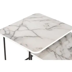 Set Tavolino Ausiliario 2 Pezzi in MDF 51X43X49 Effetto Marmo - Product Image 4