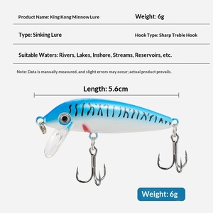 Señuelo de pesca microobjetos tipo Minnow hundible, cebo duro biomimético de ABS para lubina, lucio <span class=keywords><strong>y</strong></span> <span class=keywords><strong>pez</strong></span> mandarín de agua dulce con anzuelos, venta al por mayor - Product Image 3