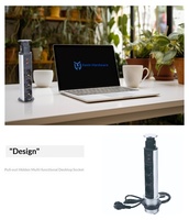 Prise électrique encastrée Jiaxin, panneau noir EU, prises USB cachées, 3 prises de table