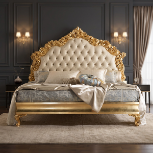 <b>Antique</b> Headboard Upholstered Rococo Wooden <b>Beds</b> Bedroom Furniture - Product Image 2