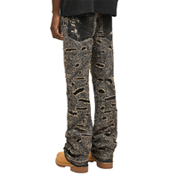 XJYD Jeans Fournisseur Haute Qualité Laser Graphic Design Détruit Patch Jeans Hommes Hip Hop Distressed Panel Bootcut Denim Pantalon