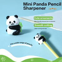 Sacapuntas Doble Giratorio con Diseño de Panda, Tapa Transparente con Cinta Adhesiva, Cuatro Colores, para Estudiantes de Primaria