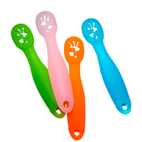 Cuillère d'apprentissage en silicone de qualité alimentaire pour bébé, cuillère à pâte de riz, ensemble d'ustensiles mignons pour enfants