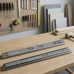 Corredera de cajón de extensión doble con rodamiento de bolas y cierre suave de acero inoxidable para gabinetes de cocina, dormitorio, comedor y sala de estar, estilo contemporáneo. - Product Image 2