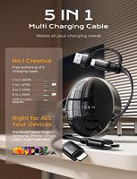 Cable Retráctil LISEN de 60W con Carga Rápida PD, Puertos USB C y 8 Pines para iPhone 17 16 15 14, Samsung, Laptop, Tablet, Cable de Sincronización de Datos