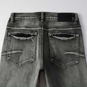 <span class=keywords><strong>Jeans</strong></span> Neri a Vita Media Ricamati Strappati Stile Streetwear Vestibilità Skinny Comodi da Ragazzo in Denim Stampato Estivi Autunnali Eleganti Lavati - Product Image 3