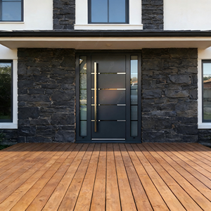 Portes <span class=keywords><strong>d</strong></span>'<span class=keywords><strong>entrée</strong></span> pivotantes modernes personnalisées à longue poignée en métal, portes <span class=keywords><strong>d</strong></span>'<span class=keywords><strong>entrée</strong></span> de sécurité en acier inoxydable avec lumière latérale - Product Image 2