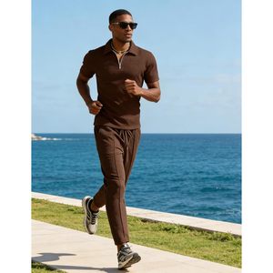 Ensemble de survêtement pour homme, manches courtes, décontracté, respirant, tenue d'été, deux pièces, sweat-shirt et pantalon de jogging - Product Image 4