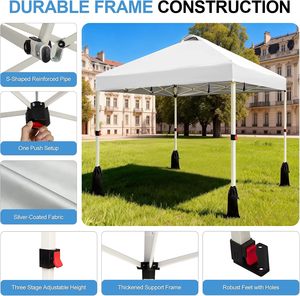 Tente Pop-Up <span class=keywords><strong>WEIZE</strong></span> 10x10, Montage en 1 Clic, Hauteur Réglable, Abri Portable Instantané, Sac de Transport à Roulettes, Résistante à l'Eau - Product Image 3