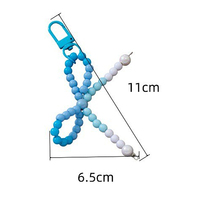 En gros, porte-clés, pendentif de sac et cordon de suspension pour téléphone en perles bleues et roses, polyvalent, en acrylique dégradé en forme de nœud