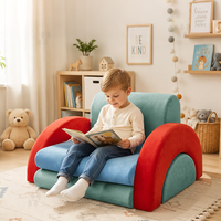 Canapé pour enfants en blocs de construction, 7 pièces, amusant, multifonctionnel, pliable, patchwork, coussin doux, petit canapé pour bébé