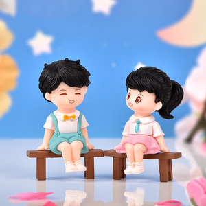 かわいい漫画カーデコレーション素敵なカップルアクションフィギュアフィギュア自動インテリアダッシュボード飾り男の子用女の子ギフト - Product Image 1