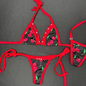 Huili OEM High Quality Micro Swimwear Manufacturer Women's Thong Lace-up 3 Piece Rivet Beachwear Custom Designer Bikinis Sets