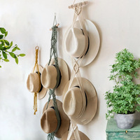 Support mural pour chapeaux et casquettes en macramé bohème fait main, pour la maison ou le bureau
