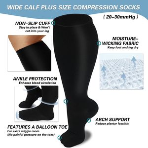 Chaussettes de compression d'été en <span class=keywords><strong>nylon</strong></span>, taille plus, 15-20 mmHg, design personnalisé, pour femmes et hommes, vente en gros - Product Image 1