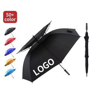 190T Pongee Canopy Glass Fibre Advanced Parasol Golf Sports <b>Umbrella</b> Automatic Open Double Canopy Golf <b>Umbrella</b> With Logo - Product Image 4