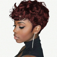Perruque courte Chioma en cheveux brésiliens Remy, sans colle, sans dentelle, coupe pixie bouclée, personnalisable, vente en gros par Senmu Beauty